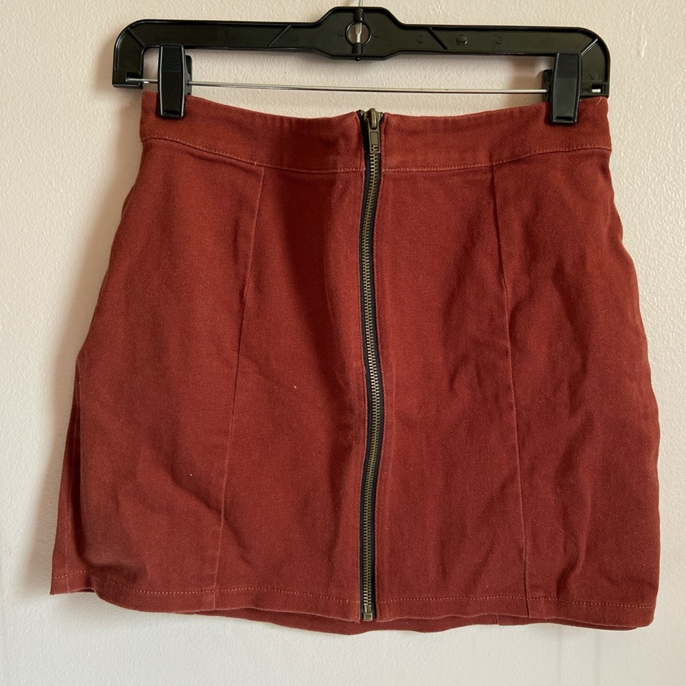 F21 rust denim skirt